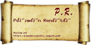 Pázmán Renátó névjegykártya